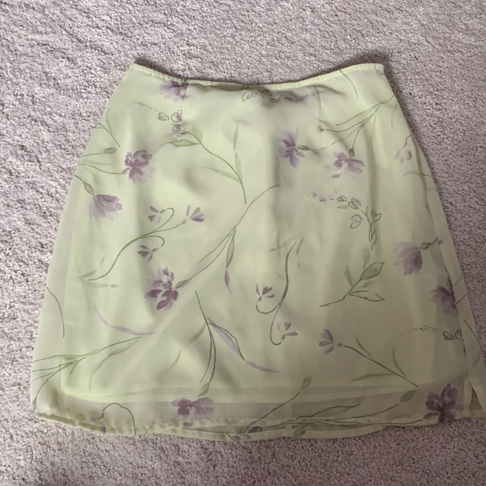 dainty green floral skirt